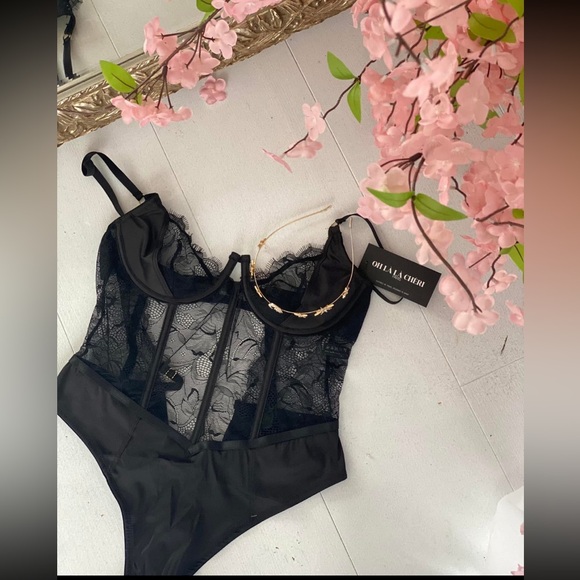 Other - NWT Oh La La Cheri Women's Sheer Lingerie Teddy with Lace & Corset